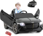 Voiture électrique Enfant 12V Bentley Bacalar avec Télécommande Lumières LED Klaxon Musique Charge 30KG Noir