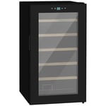 HOMCOM Cave à Vin 24 Bouteilles 65L, Haute Performance, Température Réglable 5-20° avec Éclairage LED, Panneau de Commande Tactile, 41dB Noir