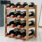 Casier à Vin Range Bouteilles Horizontal, 4 étages pour 12 Bouteilles en Bois Etagère à Bouteilles de vin Dimensions 33.5x22.3x39.5 cm