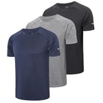 Gaiatiger 3 Pack Gym Shirts Men Light Running Clothes Quick Dry Workout Shirts Moisture Wicking Active Athletic Fitness Sport Tops Short Sleeve T-Shirts(521) BGN-S