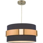 Dar oki - Pendentif cylindrique Easy Fit abat-jour bleu marine avec bande en cuivre