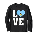 Love Saint Lucia Pride St. Lucian Flag Heart Long Sleeve T-Shirt