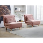 Vente-unique Fauteuil convertible en velours rose poudré URIBIA