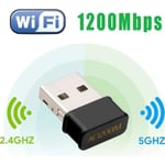 Mini USB WiFi Adaptateur 1200Mbps Clé WiFi Dongle AC Dual Band, WiFi Wireless Adaptateur Compatible avec Windows 788.110 Mac