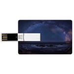 4G USB Flash Drives Credit Card Shape Space Memory Stick Bank Card Style Massive Milky Way over the Sea Appears to Be a Dark Matter Halo Spread Out in Solar Center,Blue Waterproof Pen Thumb Lovely Ju