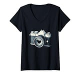 Womens Photographer Photography Polygon Camera V-Neck T-Shirt