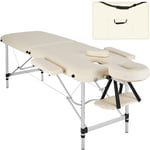 TecTake® Table de Massage Pliante Professionnelle 2 Zones Aluminium Cosmetique Lit de Massage Table Esthetique Tatouage Portable avec Repose Bras, Housse de Transport Incluse