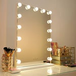 WAYKING Hollywood Miroir de Maquillage Miroir avec lumières LED, Commande Tactile, avec variateur de lumière LED, Miroir de Maquillage avec éclairage, Miroir de Maquillage avec 15 lumières, Blanc