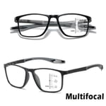 Anti-blå ljusa multifokala läsglasögon för män Kvinnor Progressive Near Far Sports Eyewear TR90 Ultralight Farsight Glasögon Multifocal-black