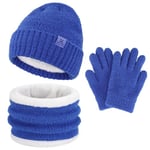 Enfant Garçon Fille Hiver Chapeau Bonnet Echarpe Gants Ensemble 4 5 6 7 8 Ans Polaire Bonnets Pom Casquette Cache Cou Gant Cadeaux pour Filles Garçons