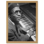 Jazz Legend Thelonious Monk Cool Black & White A4 Artwork Framed Wall Art Print