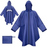 BTNEEU Poncho Pluie Imperméable Femme Cape de Pluie avec Capuche Zip Poncho Léger Réutilisable Manteau de Pluie Poncho Anti Pluie Veste de Pluie Homme pour Randonnée, Camping, Voyage, Cyclisme (Bleu)