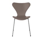 Fritz Hansen - 3107 Sjuan, Lackad, Deep Clay, Underrede Silver Grey - Spisestoler - Arne Jacobsen - Beige,Grå - Metall/Tre