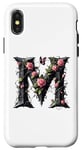 Coque pour iPhone X/XS Letter M Initial Floral Monogram Rose Pink Flower Butterfly