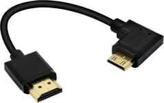 Mini Câble Hdmi Vers Hdmi 15 Cm 90 Degrés Haute Vitesse 4K Mini Hdmi Mâle Vers Hdmi Mâle Cordon Court Prend En Charge Ethernet, 3D, Retour Audio (Black Right)