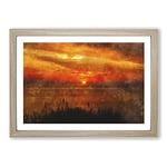 Big Box Art The Orange Sunset Painting Framed Wall Art Picture Print Ready to Hang, Oak A2 (62 x 45 cm)