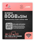 Three 80GB Data e-SIM - 5G Business-Grade Data Renewed EVERY MONTH until 8th November 2025 - Perfect for iOS and Android compatible Phones (80GB eSIM Until 8th November 2025)