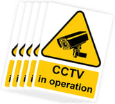 Cctv In Operation Lot De 5 Panneaux D'Avertissement Triangulaires Pour Caméra De Sécurité Pour Intérieur Et Extérieur, Bureau, Maison, Conforme Aux Directives Iso 7010, 200 Mm X 300 Mm X 1 Mm,