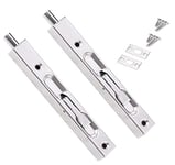 2pcs Bolt Protector Concealed Sliding Bolt Lock - 8 inch Concealed Safety Door Lock for French Doors, Composite Doors, Wooden Doors, Double Doors, Virtual Doors, Bolts (Argent)