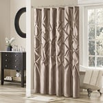 Madison Park Laurel Taupe Shower Curtain, Pieced Transitional Shower Curtains for Bathroom, 72 X 72, Beige