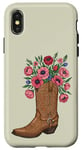 Coque pour iPhone X/XS Jolies bottes de cowgirl western floral sur fond beige