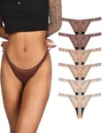 TIICHOO Tanga Menstruelle Culotte Thong en Dentelle Absorbante sans Couture String Lot de 6(XL, 2 Brown/2 Nude/2 Beige)