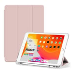 Coque Compatible avec iPad Pro 11" (2018/2020/2021), Coque Transparente à Triple Pliage avec Veille/réveil Automatique et Porte-stylos, Rose