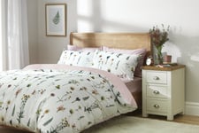 Habitat Cotton Dried Flowers White Bedding Set - King And Pink