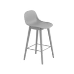 Muuto Fiber barstool with backrest Grey, grey legs, low