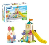 Playmobil 71703 Junior : Aire de Jeux avec Toboggan géant - Comprenant Un Stand de Glace, Un Toboggan et Une Grande Roue - Jouet fabriqué à partir de matière d'origine végétale - Dès 12 Mois