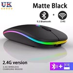 Slim Silent Rechargeable Wireless Mouse RGB LED USB Mice MacBook Laptop PC UK