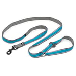 Kurgo Laisse Mains Libres Quantum 6 en 1 pour Chien, Ceinture/Laisse de Course, Marche ou randonnée, Réglable, Réfléchissante, Bleu/Noir