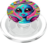 Colorful Alien with Halo and Wings Cool Pop Art PopSockets PopGrip for MagSafe