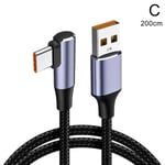 120W Typ C USB -kabel Snabbladdningskabel för Huawei Xiaomi Sa Z8O blackC 200cm