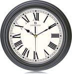 Lafocuse Retro Black Grey Kitchen Wall Clock Silent Non Ticking Quartz Decorativ