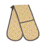 Penguin Home Heat Resistan Double Oven Gloves,Recycled Cotton Oven Mitt & Potholder for Home Cooking - Maximum Heat Protection/Kitchen Accessories, 400 GSM/Grey & Orange, Size (18x90 cm)