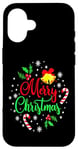 iPhone 16 Merry Christmas Happy holidays Jingle Bells and Snowflakes Case