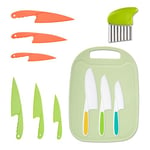 Xanewza 11 Pièces Set de Couteaux de Cuisine pour Enfants, Couteau pour Enfant en Plastics, Planche à Découper, Éplucheur, pour Couper et Cuire des Fruits ou Légumes