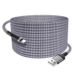 Extra Long USB C Cable 8m, USB A to USB Type C Fast Charging Charger Lead Nylon Braided Compatible with Samsung Galaxy S20 S10 S9 S8 Plus Note 10 9 8 (Grey)