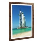 Big Box Art Framed Print of The Burj al Arab Dubai Design | Wall Art Picture | Home Decor for Kitchen, Living, Dining Room, Bedroom, Hallway, Office, Walnut, A2 / 24.5x18 Inch / 62x45cm