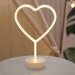 LED Heart Shaped Neon Night Lights Warm White Neon Lamp USB & Battery Powered Hanging Wedding Sign Novelty Indoor Lamps Decor Birthday Party Christmas Party Kids Room Living Room Bedroom or Bar