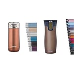 Contigo Luxe Autoseal Travel Mug, Stainless Steel Thermal Mug, Vacuum Flask, Leakproof Tumbler, Dishwasher Safe, 360 ml & West Loop Autoseal Travel Mug, Stainless Steel Thermal Mug, 470 ml, Latte