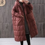 WEIYYY Femmes lâche Long Manteau 90% Doudoune Hiver Femme Grande Taille Pardessus Veste d'hiver Femmes 2020 Couture à Capuche a, Marron, S