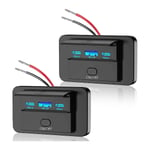 2PCS 3 Ports 12V RV USB-uttag 90W, Dual PD3.0 Type-C Snabbladdning 72W & USB QC3.0 18W Panel Väggmontering Black