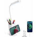 Fei Yu - Lampe de Bureau led, Lampe de Bureau Enfant Tactile Dimmable 3 Niveaux de LuminositéRe Chargeable Desk Lamp Sans Fil, Porte-Stylo et Support