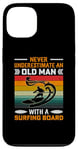 Coque pour iPhone 13 Ne sous-estimez jamais un vieil homme avec une planche de surf