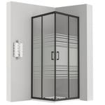 Cabine de douche LANABLACK H.185 cm portes coulissantes verre 6 mm semi-opaque 70 x 90 cm - Saniverre