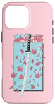 Coque pour iPhone 16 Pro Max Katana Samurai Rose Fleur de Cerisier Sakura Japon Pastel Anime