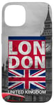 Coque pour iPhone 13 Black & White Retro Real London with Big Ben, London Skyline