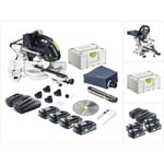 Ksc 60 eb kapex Scie à onglets radiale sans fil 216mm 18V/36V sans charbons + 4 Batteries 4,0Ah + Chargeur + Coffret - Festool